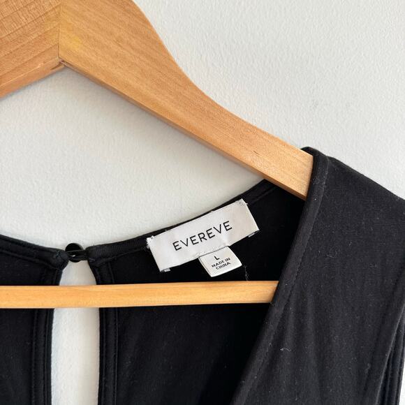 Evereve Cinch Front V-Neck Full Length Sleeveless Jumpsuit Black L - Picture 7 of 12